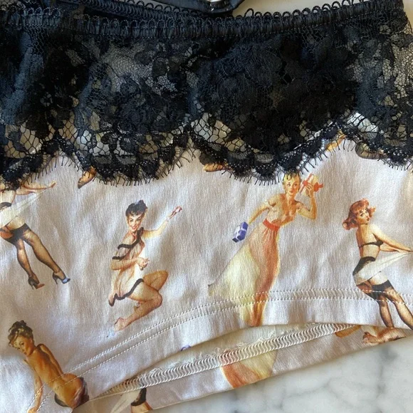 Women's amazing vintage sexy pin up girl bustier with matching cheekie panties.